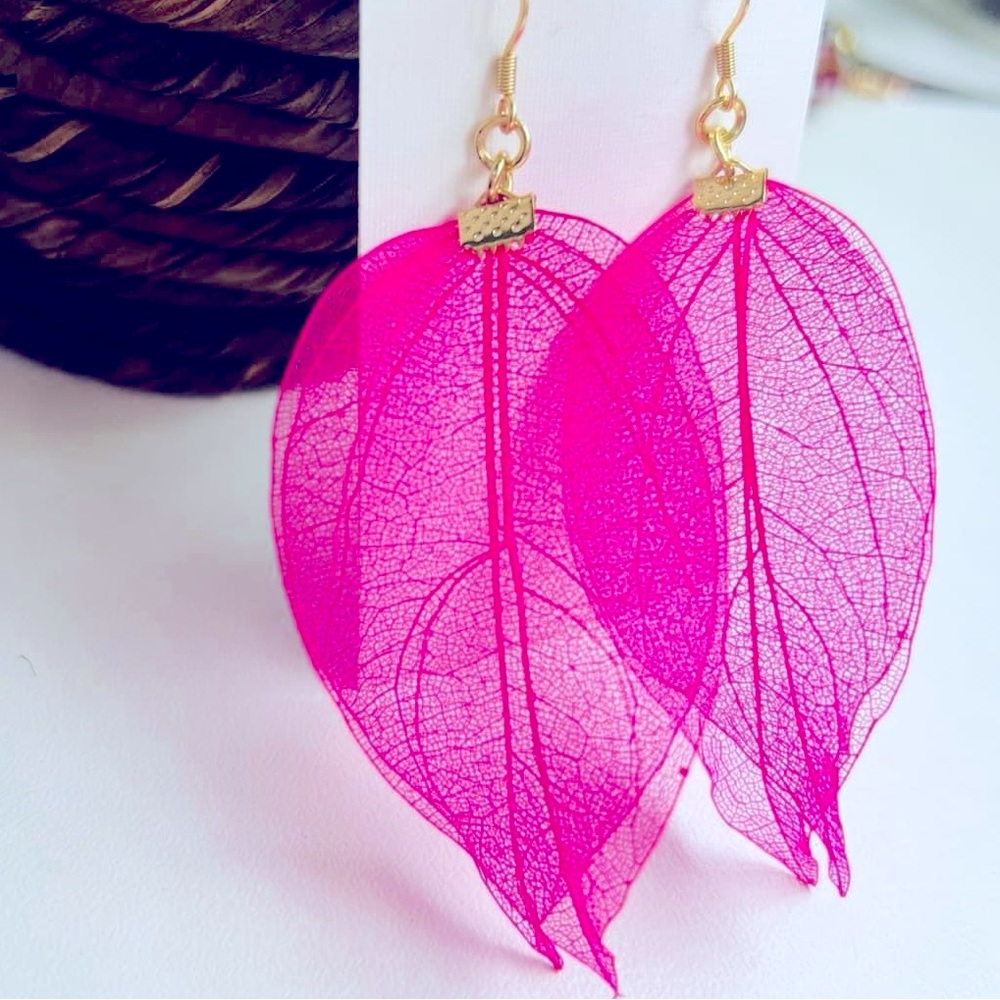 Artificial Skeleton Leaf Earrings